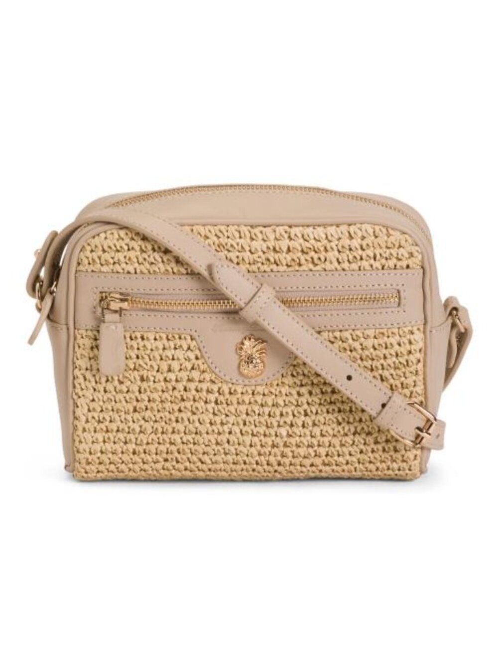 TOMMY BAHAMA Soft Raffia Camera Bag With Leather Trim